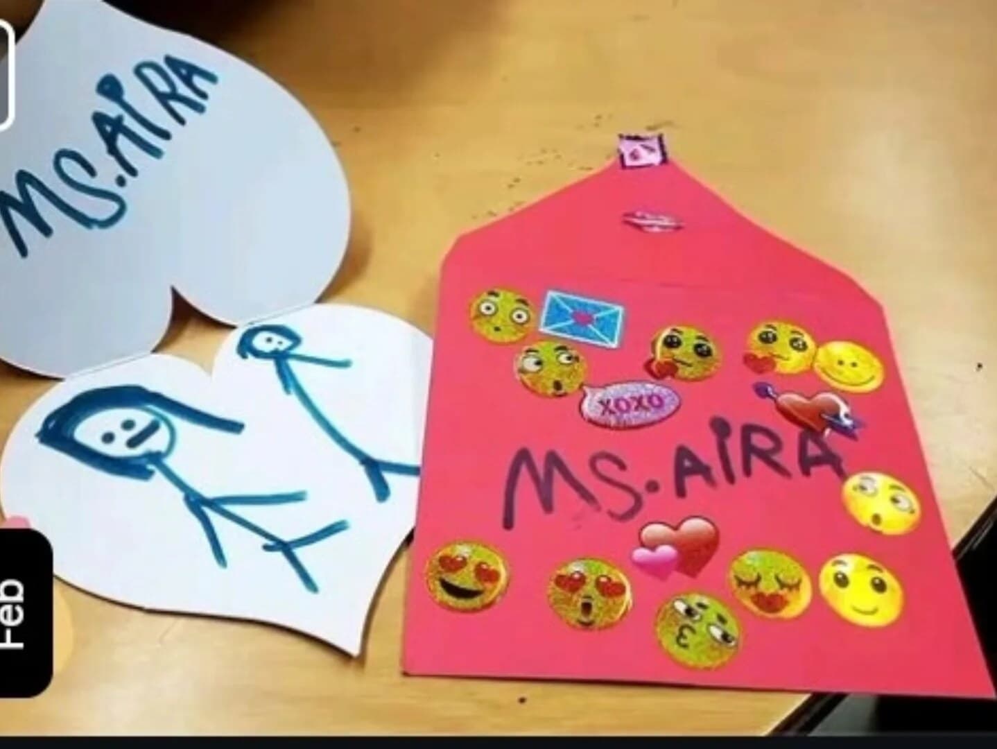 A child's handmade card that reads Ms. Aira
